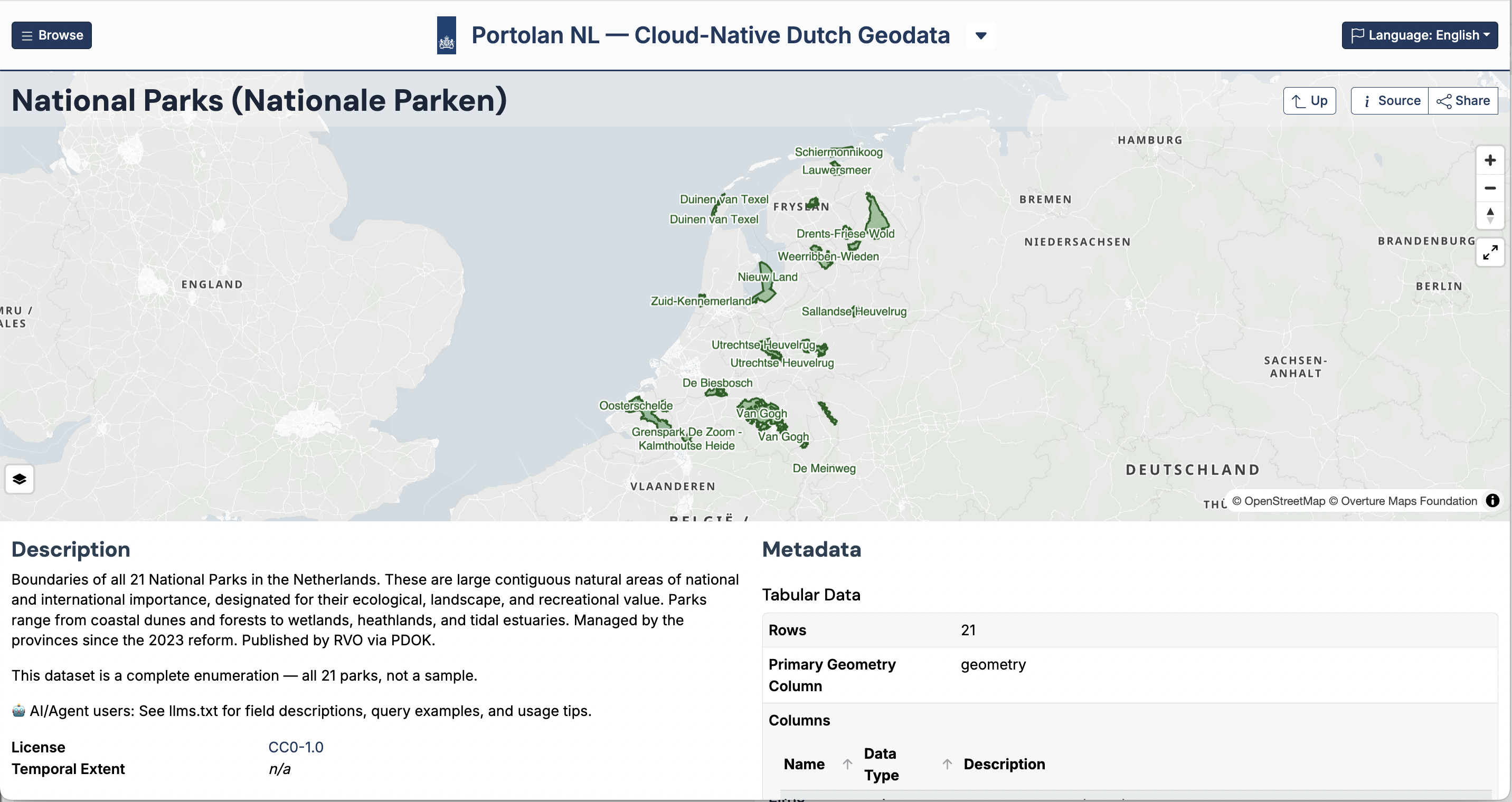 National Parks in Portolan NL